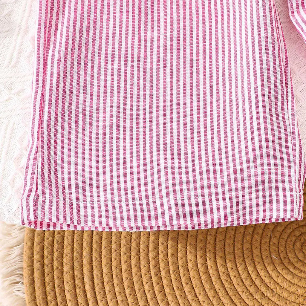 Girls Pink Stripes Peplum Top With Pant Co-ord Sets 2 pc. Sets
