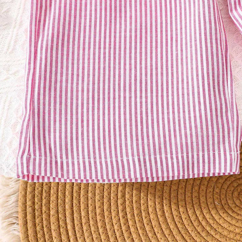 Girls Pink Stripes Peplum Top With Pant Co-ord Sets 2 pc. Sets