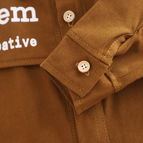 Boys Brown Typographic Printed Shirt With Denim Pants Set 2 pc. Sets