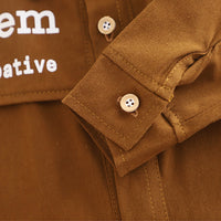 Boys Brown Typographic Printed Shirt With Denim Pants Set 2 pc. Sets