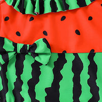 Girls Green Watermelon Printed Swimwear Bodysuit Beachwear