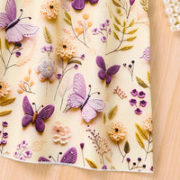 Girls Multicolor Butterfly Printed Halter Neck Sleeveless A-Line Dress Casual Dresses