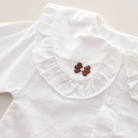 Girls White Peter Pan Collar Top With Denim Dungaree Sets 2 pc. Sets