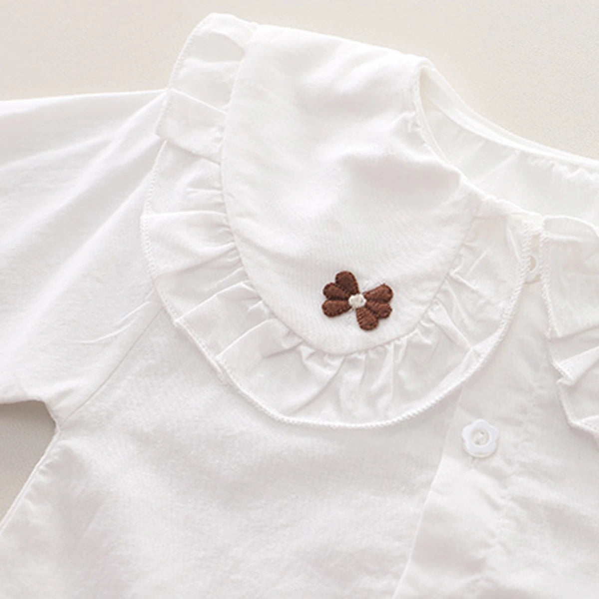 Girls White Peter Pan Collar Top With Denim Dungaree Sets 2 pc. Sets