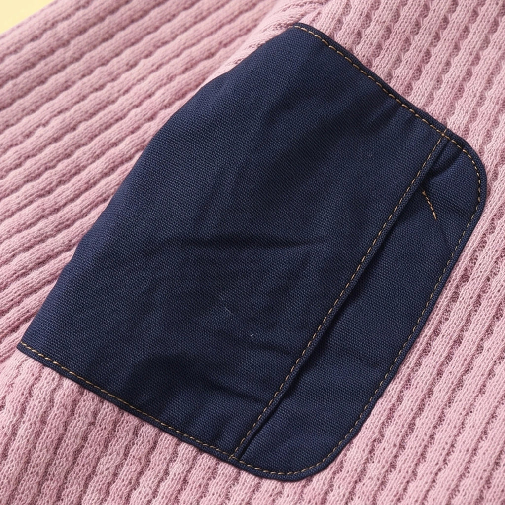 Boys Pink Textured Sweatshirt With Denim Pants Sets Sets
