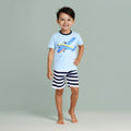 Boys Blue Short Sleeve Graphic T-Shirt With Printed Shorts Sets Sets Blue 4 - 5 Y