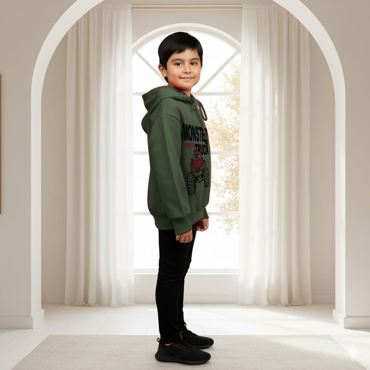Boys Green Monster Graphics Hoodies Sweatshirt Sweatshirts & Hoodies