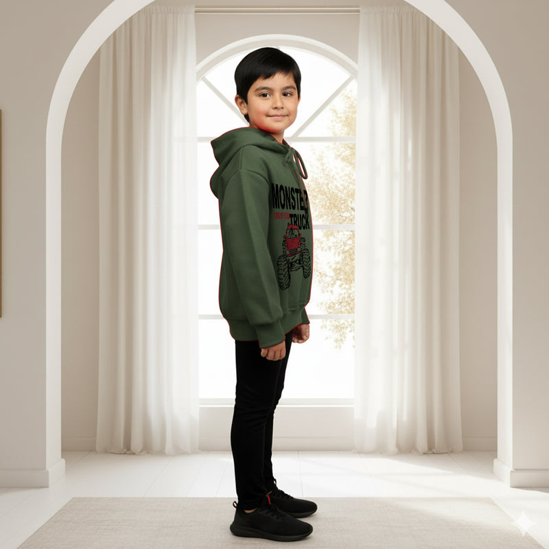 Boys Green Monster Graphics Hoodies Sweatshirt Sweatshirts & Hoodies