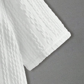 Boys White Cable Knit Short Sleeve Polo T-Shirt Tshirts
