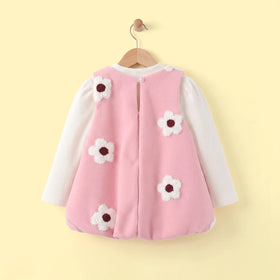 Girls Pink Floral Sleeveless Balloon Dress With T-Shirt Casual Dresses