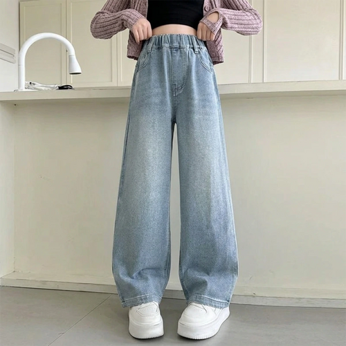 Girls Light Blue Straight Fit Denim Pants Pants Light Blue 5-6 Y