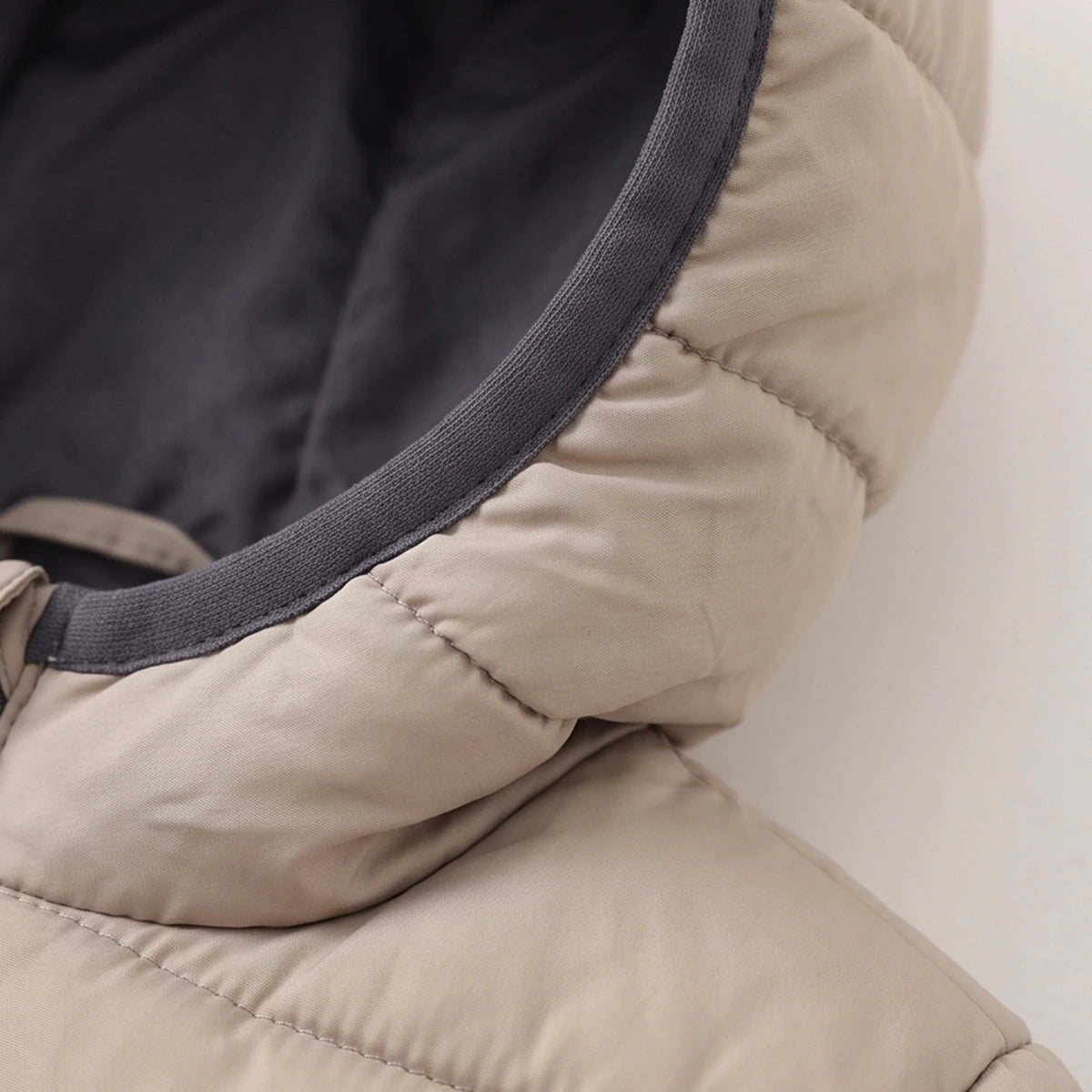 Boys Beige Hooded Zip-up Puffer Jacket Coats & Jackets