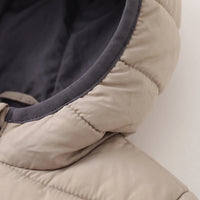 Boys Beige Hooded Zip-up Puffer Jacket Coats & Jackets