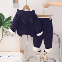Boys Navy Blue Hooded Sweatshirt With Jogger Co-ord Sets Sets