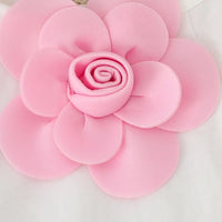 Girls 3D Flower Applique Top With Pink Bow Applique Skirt Sets Sets