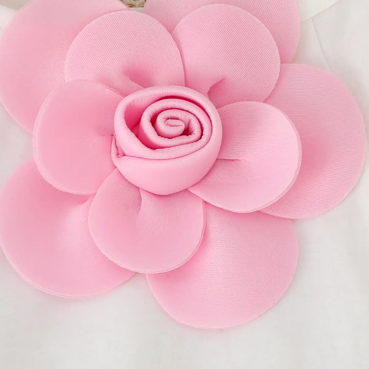 Girls 3D Flower Applique Top With Pink Bow Applique Skirt Sets Sets