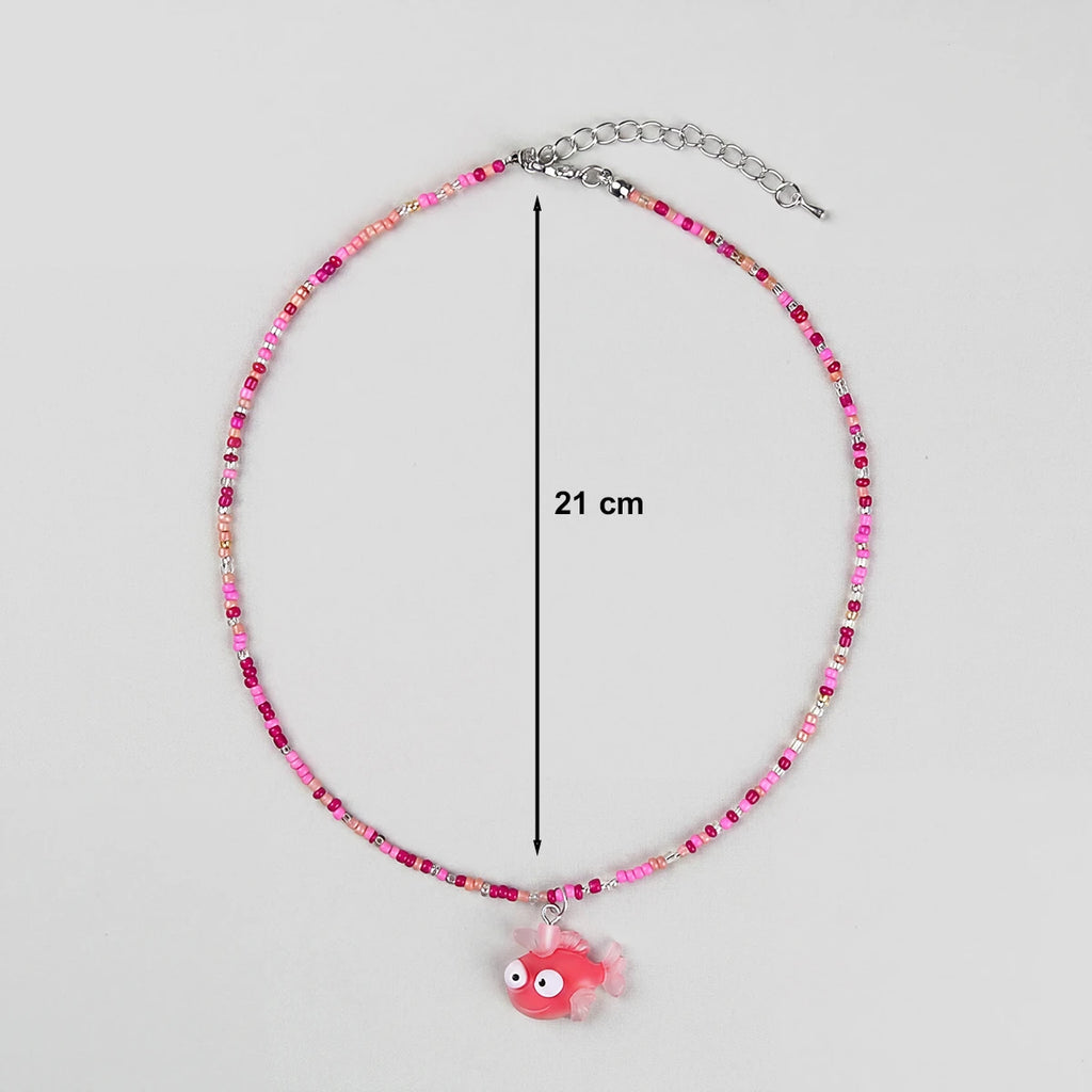 Pack Of 3 Girls Multicolour Fish Motif Beaded Necklace Sets Necklace and Chains