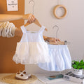Girls Light Blue Sleeveless Lace Hem Top With Bloomer-style Shorts Sets Sets Light Blue 1-2 Y