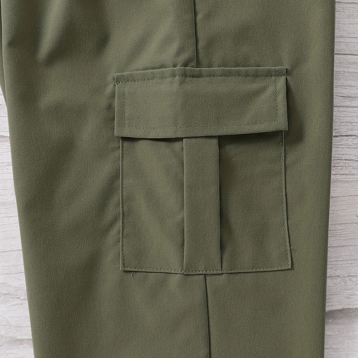 Boys Olive Green Solid Elasticated Bottom Cargo Trouser Cargo Pants