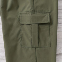 Boys Olive Green Solid Elasticated Bottom Cargo Trouser Cargo Pants