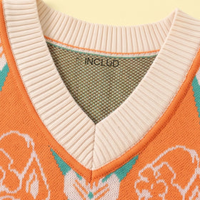 Girls Multicolour Jacquard Sleeveless Sweater Vest Sweaters & Cardigans