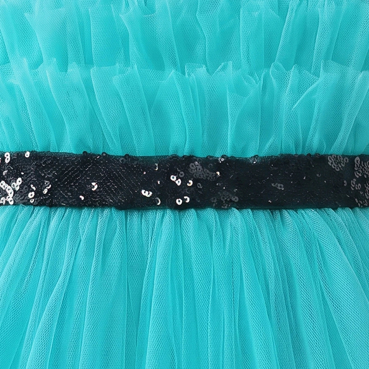 Girls Sea Green Ruffled Sleeveless Fit & Flare Party Dress Party Dresses