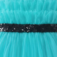 Girls Sea Green Ruffled Sleeveless Fit & Flare Party Dress Party Dresses