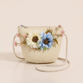 Girls White Floral Applique Sling Bag Sling Bags White Onesize