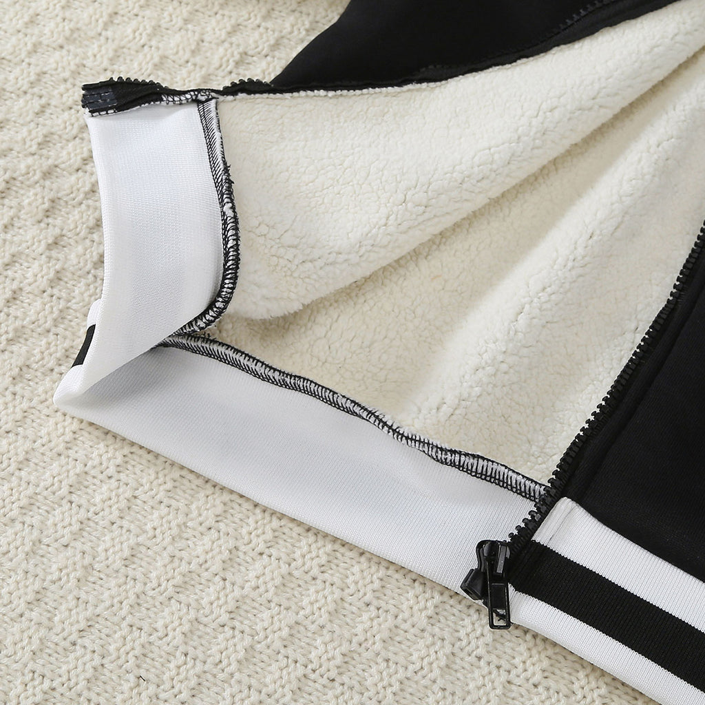 Boys Black Solid Varsity Winter Jacket Coats & Jackets