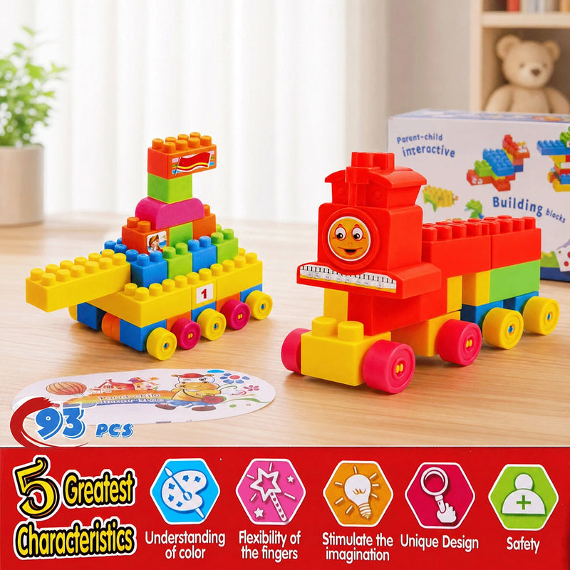 Multicolor 93 PCS Large Building Blocks Train Set for Kids Trending Accessories