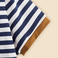 Boys Black Short Sleeves Blue And White Striped T-Shirt Tshirts