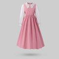 Girls Pink Solid Lace Neck Long Sleeves Fit & Flare Midi Dress Casual Dresses Pink 7-8 Y