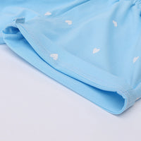 Girls Sky Blue Heart Printed Top With Matching Shorts Sets Sets