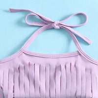 Girls Purple Halter Top With Mermaid Print Briefs & Headband Swimwear Sets Sets