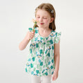 Girls Floral Print Top with Solid Shorts Set Sets Green 1-2 Y 