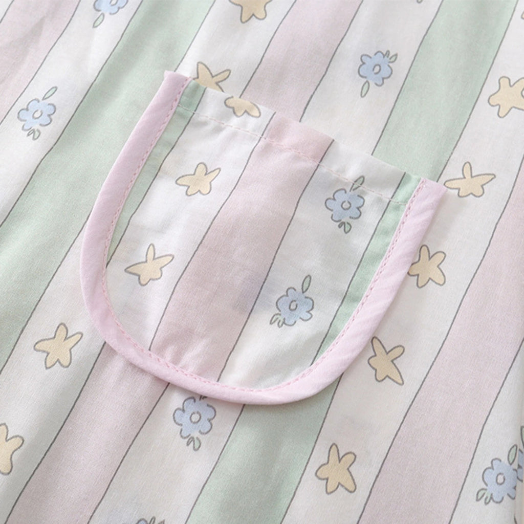 Girls Light Pink Star Striped Sleeveless A-line Dress Casual Dresses