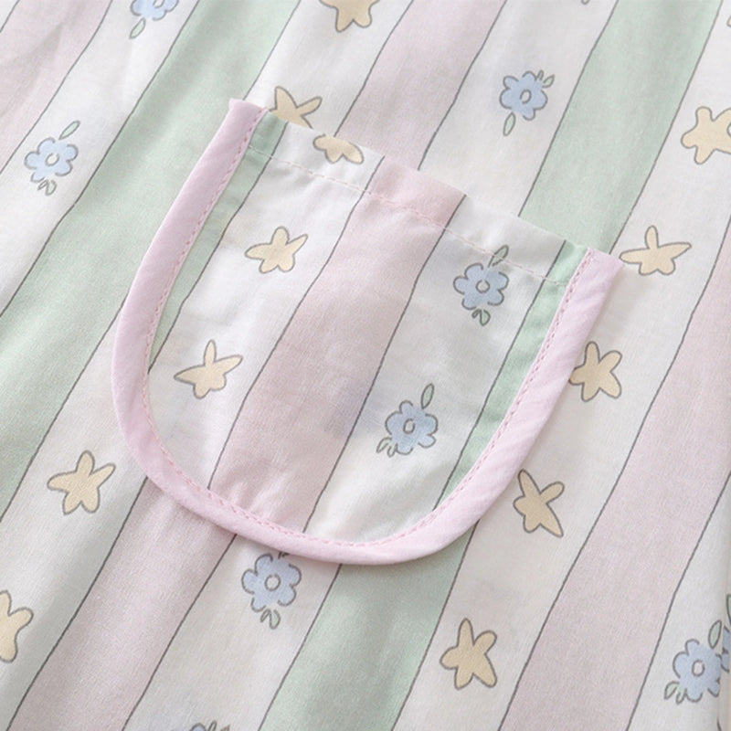 Girls Light Pink Star Striped Sleeveless A-line Dress Casual Dresses