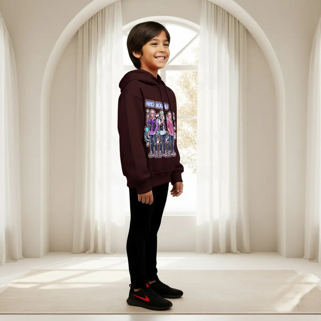 Boys Maroon K-Pop Neo-Sound Graphics Hoodies Sweatshirts & Hoodies