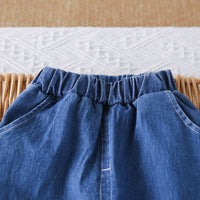 Boys Green Stripes Oversized Shirt With Denim Pants Set 2 pc. Sets