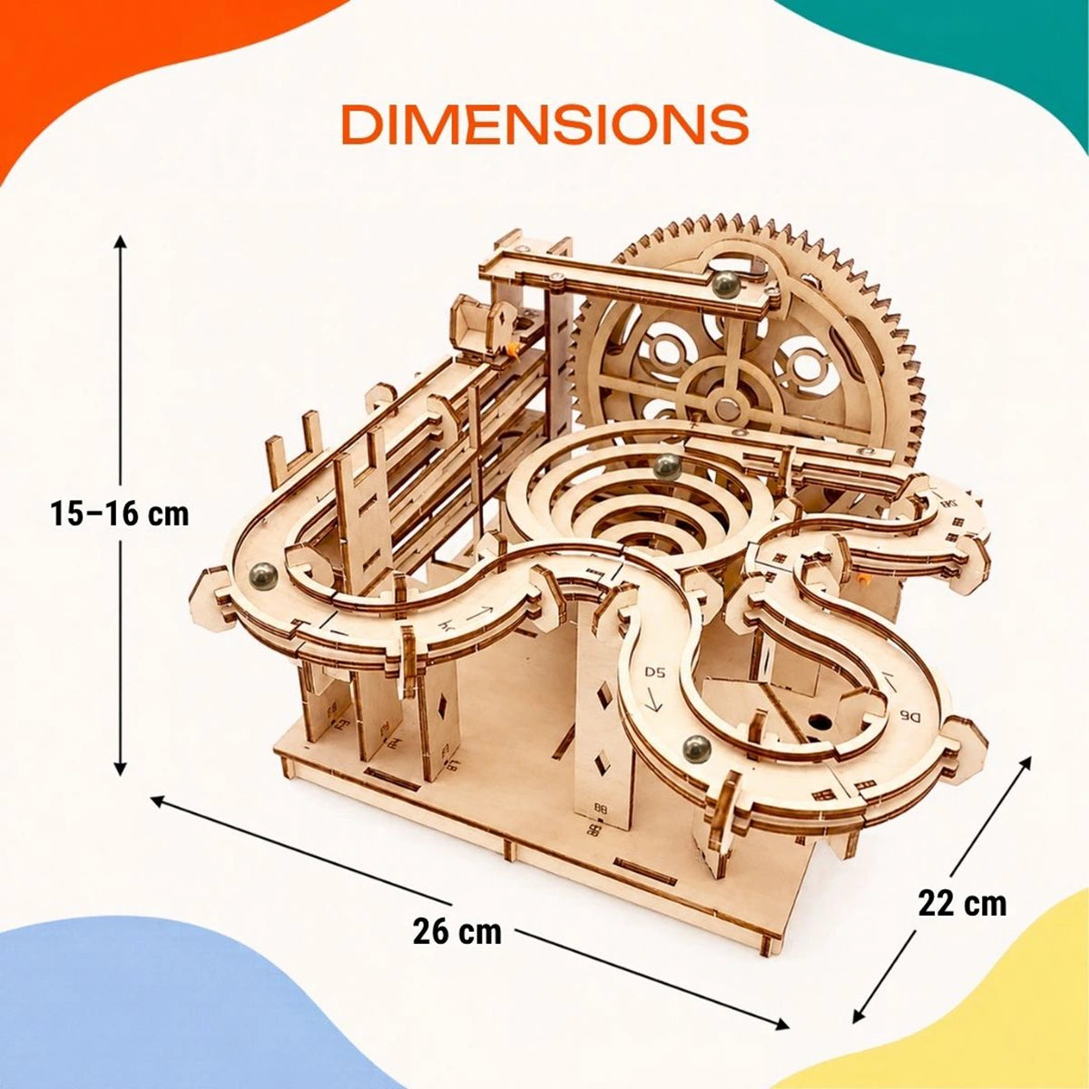 3D Wooden Marble Run - Laser-Cut Mechanical Model Kit with Steel Marbles Trending Accessories