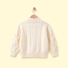 Girls Cream Cable Knit Long Sleeve Sweater Sweaters & Cardigans