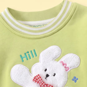 Girls Green Bunny Applique Sweatshirt & Pants Sets Sets