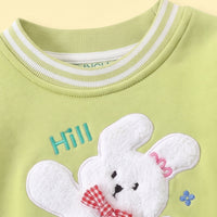 Girls Green Bunny Applique Sweatshirt & Pants Sets Sets
