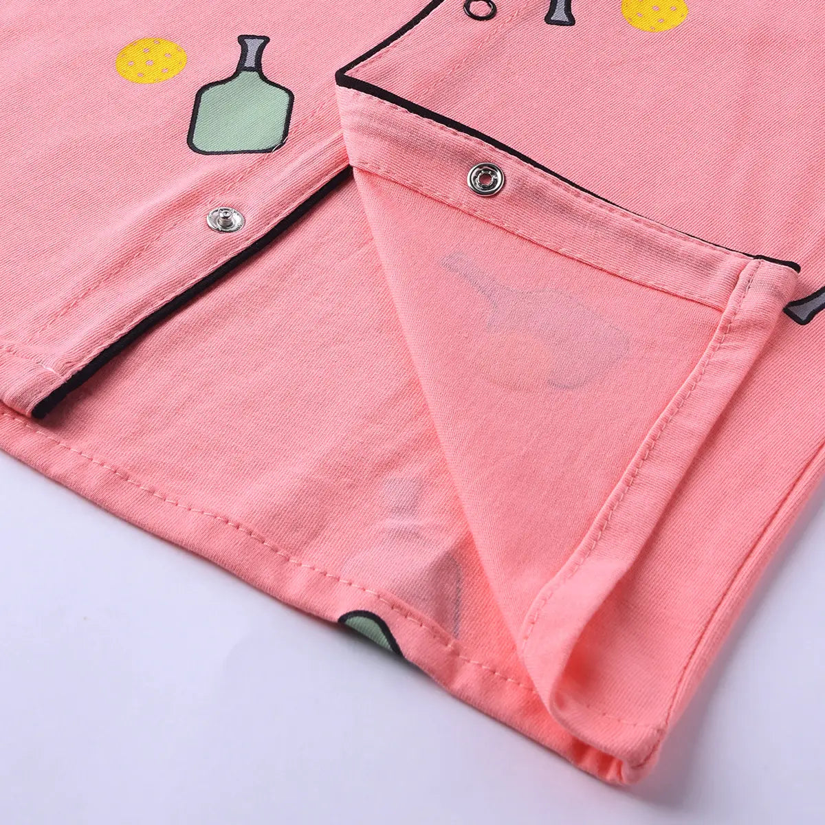 Girls Pink Printed Short Sleeve Shirt With Printed Pyjama Sets Sets