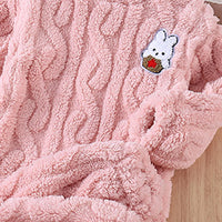 Girls Pink Self-Design Fleece Top With Jogger Co-ord Sets Sets