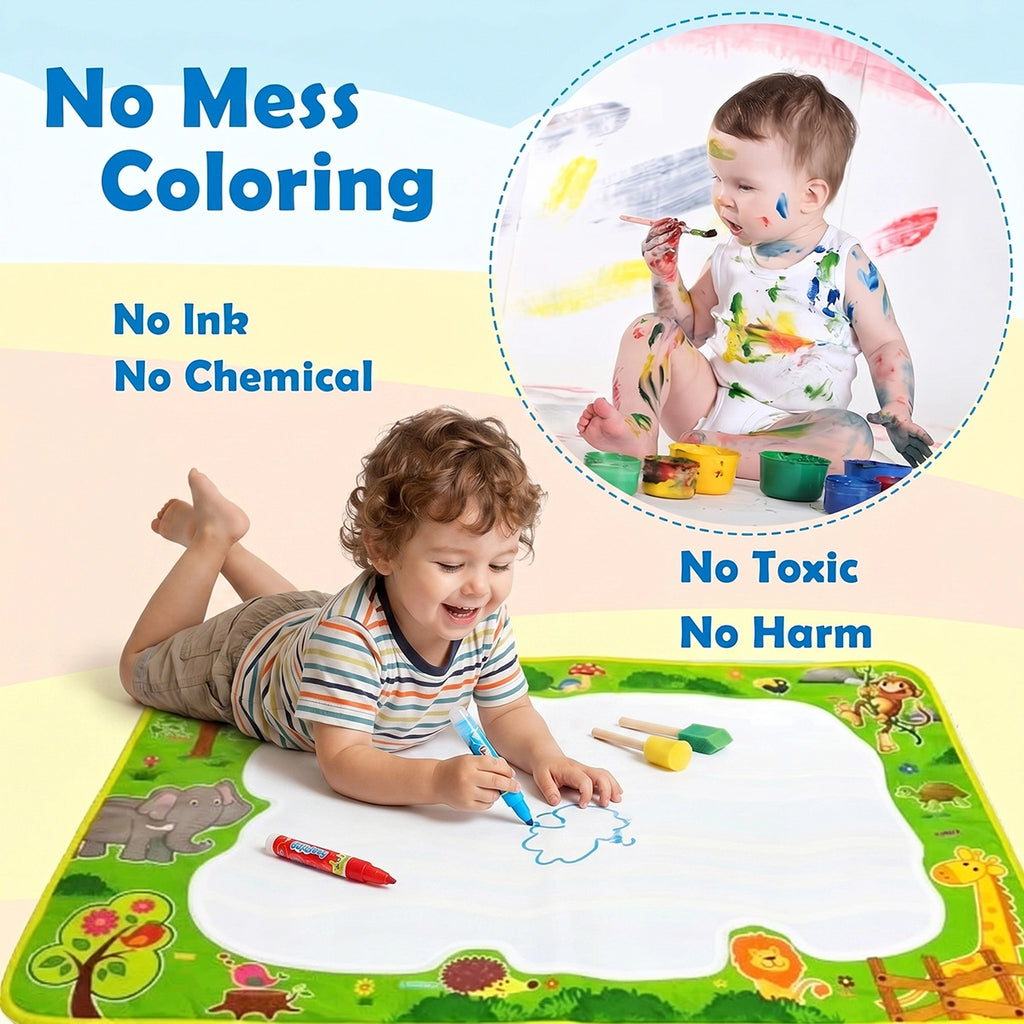 Reusable Water Drawing Mat for Kids- Large Magic Water Coloring Canvas for Painting, Writing & Graffiti Doodle Fun Trending Accessories
