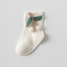 Pack of 5 Girls Multicolour Cherry Applique Ankle Length Socks Socks