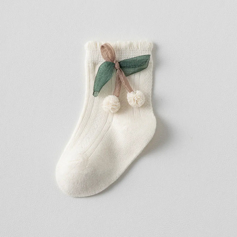 Pack of 5 Girls Multicolour Cherry Applique Ankle Length Socks Socks