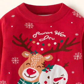 Boys Red Snowman Graphic Long Sleeve Sweater Sweaters & Cardigans
