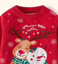 Boys Red Snowman Graphic Long Sleeve Sweater Sweaters & Cardigans